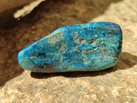 Polished Chrysocolla With Shattuckite and Azurite Free Forms x 12 From Congo