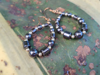 Polished Pair of Hematite Bead Hoop Earrings - sold per Pair - From China