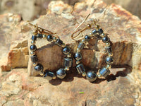 Polished Pair of Hematite Bead Hoop Earrings - sold per Pair - From China