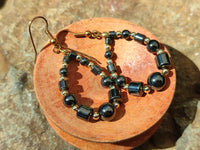 Polished Pair of Hematite Bead Hoop Earrings - sold per Pair - From China