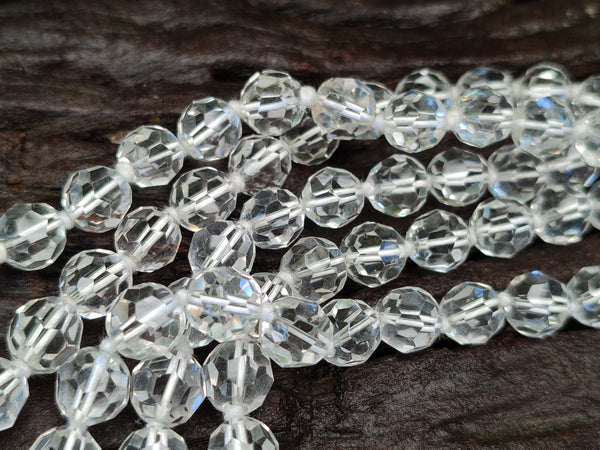 Polished Quartz Crystal Faceted Bead Necklace - Sold Per Item - From Madagascar