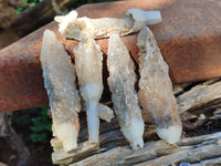 Natural Drusy Quartz Coated Calcite Pseudomorph Specimens x 12 From Alberts Mountain, Lesotho