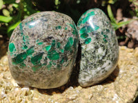 Polished Rare Emerald Mica In Matrix Standing Free Forms x 3 From Mutoko, Zimbabwe