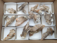 Natural Drusy Quartz Coated Calcite Pseudomorph Specimens x 12 From Alberts Mountain, Lesotho