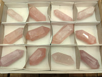 Polished Double Terminated Rose Quartz Points x 12 From Ambatondrazaka, Madagascar