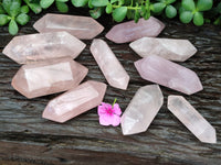 Polished Double Terminated Rose Quartz Points x 12 From Ambatondrazaka, Madagascar