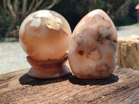 Polished Flower Agate Standing Free Forms x 3 From Antsahalova, Madagascar