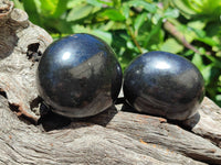 Polished Black Basalt Palm Stones x 12 From Antsirabe, Madagascar