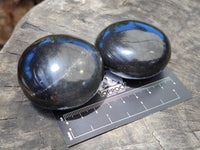 Polished Black Basalt Palm Stones x 12 From Antsirabe, Madagascar