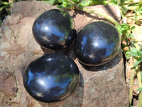 Polished Black Basalt Palm Stones x 12 From Antsirabe, Madagascar