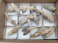 Natural Drusy Quartz Coated Calcite Pseudomorph Specimens x 12 From Alberts Mountain, Lesotho