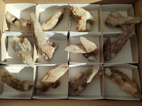 Natural Drusy Quartz Coated Calcite Pseudomorph Specimens x 12 From Alberts Mountain, Lesotho