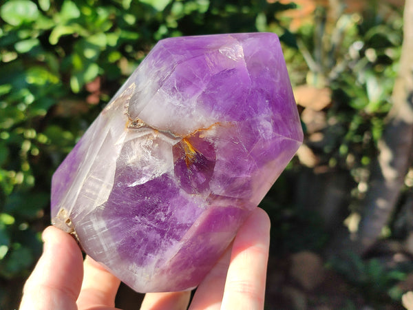 Polished Chevron Amethyst Points x 2 from Ankazobe, Madagascar