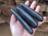 Polished Black Basalt Massage Wands x 6 From Madagascar