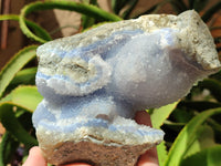 Natural Blue Lace Agate Geode Specimens x 3 From Nsanje, Malawi