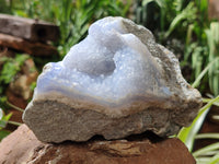 Natural Blue Lace Agate Geode Specimens x 3 From Nsanje, Malawi