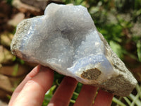 Natural Blue Lace Agate Geode Specimens x 3 From Nsanje, Malawi