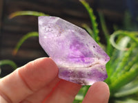 Polished Smokey Window Amethyst Quartz Crystals x 12 From Akansobe, Madagascar