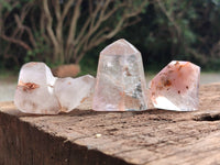 Polished Smokey Window Amethyst Quartz Crystals x 12 From Akansobe, Madagascar