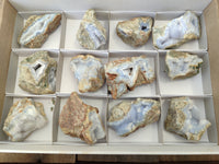 Natural Blue Lace Agate Geode Specimens x 12 From Nsanje, Malawi