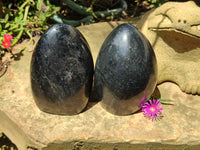 Polished Black Tourmaline Standing Free Forms x 2 From Madagascar