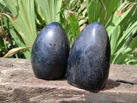 Polished Black Tourmaline Standing Free Forms x 2 From Madagascar