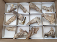 Natural Drusy Quartz Coated Calcite Pseudomorph Specimens x 12 From Alberts Mountain, Lesotho