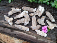 Natural Drusy Quartz Coated Calcite Pseudomorph Specimens x 12 From Alberts Mountain, Lesotho