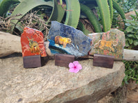 Hand Made Animal Decoupage Stone Slabs x 3 From Southern Africa