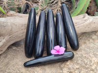 Polished Black Basalt Massage Wands x 6 From Antsirabe, Madagascar