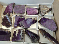 Polished On One Side Purpurite x 12 From Namibia