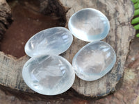 Polished Girasol Pearl Quartz Palm Stones x 23 From Ambatondrazaka, Madagascar