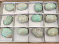 Polished Amazonite Palm Stones x 12 from Zimbabwe