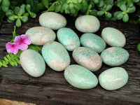 Polished Amazonite Palm Stones x 12 from Zimbabwe