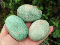 Polished Amazonite Palm Stones x 12 from Zimbabwe