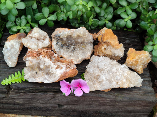 Natural Limonite Quartz Clusters x 6 From Solwezi, Zambia