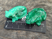 Hand Made Flower Malachite Frog Carvings x 6 From Congo