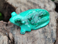 Hand Made Flower Malachite Frog Carvings x 6 From Congo