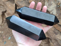 Polished Double Terminated Black Basalt Points x 3 From Antsirabe, Madagascar