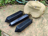 Polished Double Terminated Black Basalt Points x 3 From Antsirabe, Madagascar