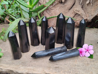 Polished Black Basalt Points x 12 From Antsirabe, Madagascar