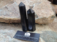 Polished Black Basalt Points x 12 From Antsirabe, Madagascar