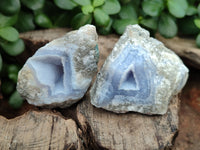 Natural Blue Lace Agate Geode Specimens x 9 From Nsanje, Malawi