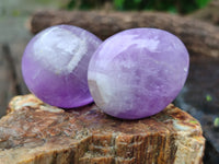 Polished Chevron Amethyst Palm Stones x 20 from Ankazobe, Madagascar