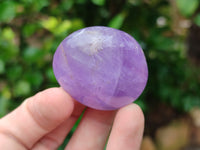 Polished Chevron Amethyst Palm Stones x 20 from Ankazobe, Madagascar