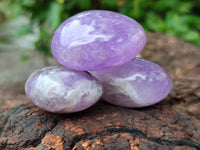 Polished Chevron Amethyst Palm Stones x 20 from Ankazobe, Madagascar