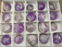 Polished Chevron Amethyst Palm Stones x 20 from Ankazobe, Madagascar