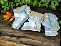 Natural Blue Lace Agate Geode Specimens x 3 From Nsanje, Malawi