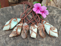 Hand Made Copper Wire Wrapped Pendants x 6 From Southern Africa