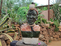 Hand Made Zulu King Bust Carving x 1 From Zimbabwe